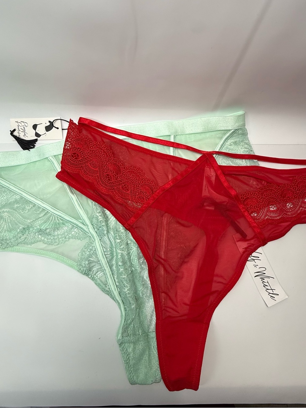 Playful Promises Wolf & Whistle two-fer lace thongs